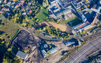 Gewerbegebiet des ehemaligen Bahnbetriebsgeländes von Waren (Müritz)