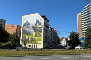 Wandgemäldes nahe dem Goetheplatz in Rostock