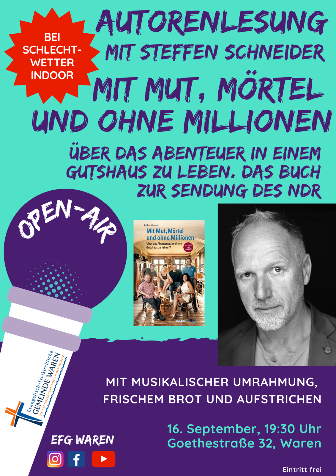 Autorenlesung Steffen Schneider Buch "Mit Mut, Mörtel und ohne Millionen"