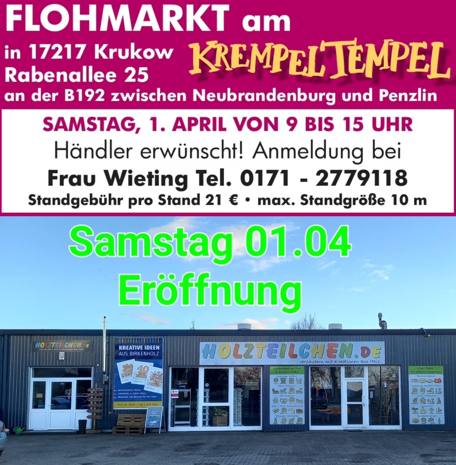 Trödelmarkt im Krempel Tempel und Neueröffnung bei Holzteilchen.de