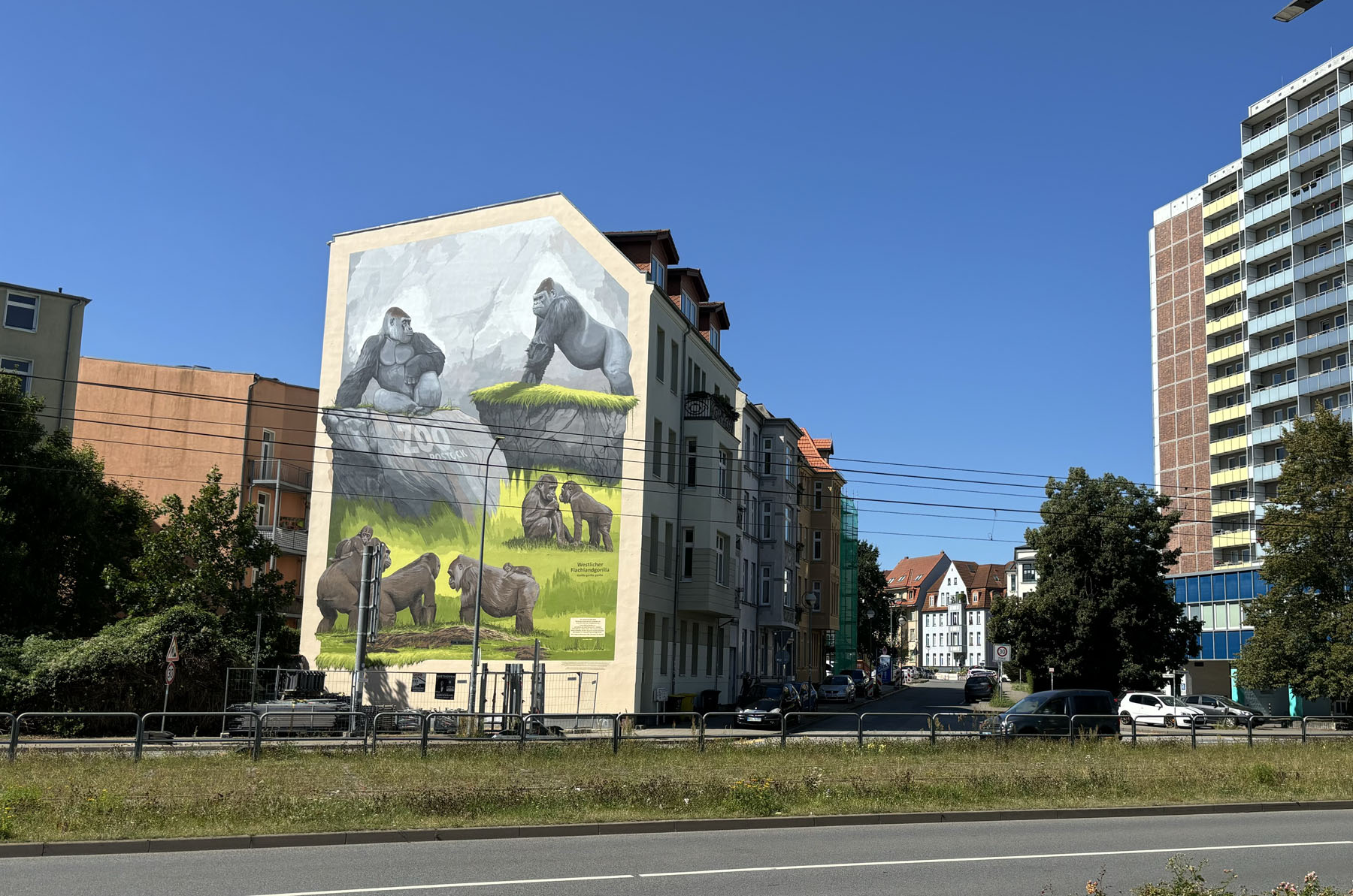 Wandgemäldes nahe dem Goetheplatz in Rostock
